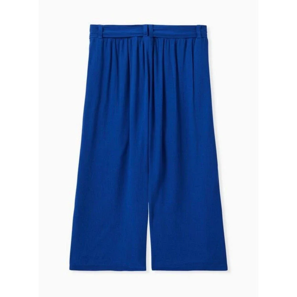 Y2K Wide Leg Palazzo Crop Pull-On Gauze Tie-Front‎ Pants Torrid 0x Cobalt Blue